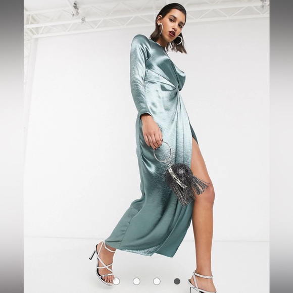 ASOS DESIGN | Marine Blue drape detail maxi dress - Picture 5 of 9